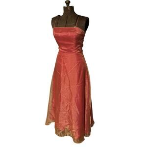 Roberta Y2K Pink Glitter Prom Gown 9/10 Rhinestone Trim Shimmer Overlay Tulle